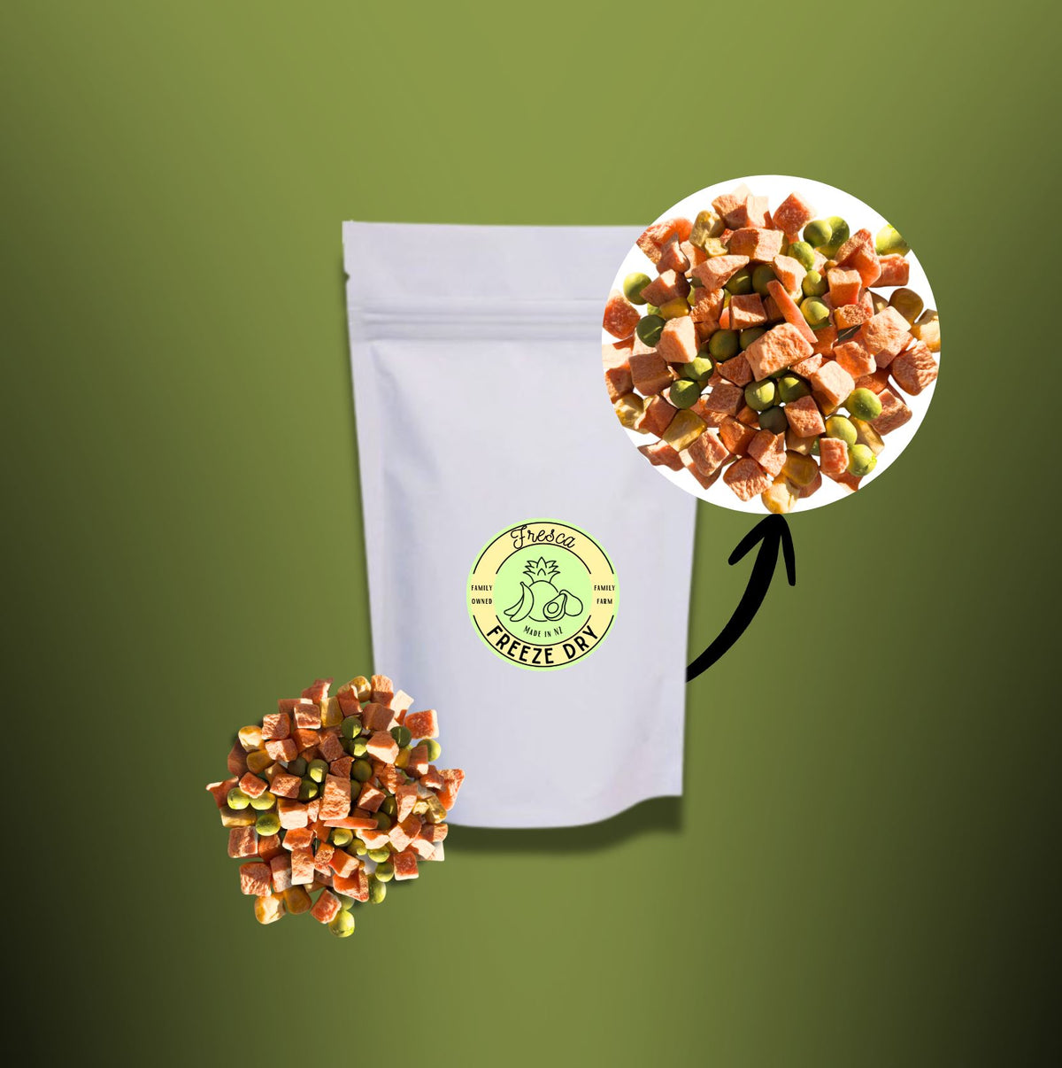 Freeze Dried Peas Carrots & Corn mix